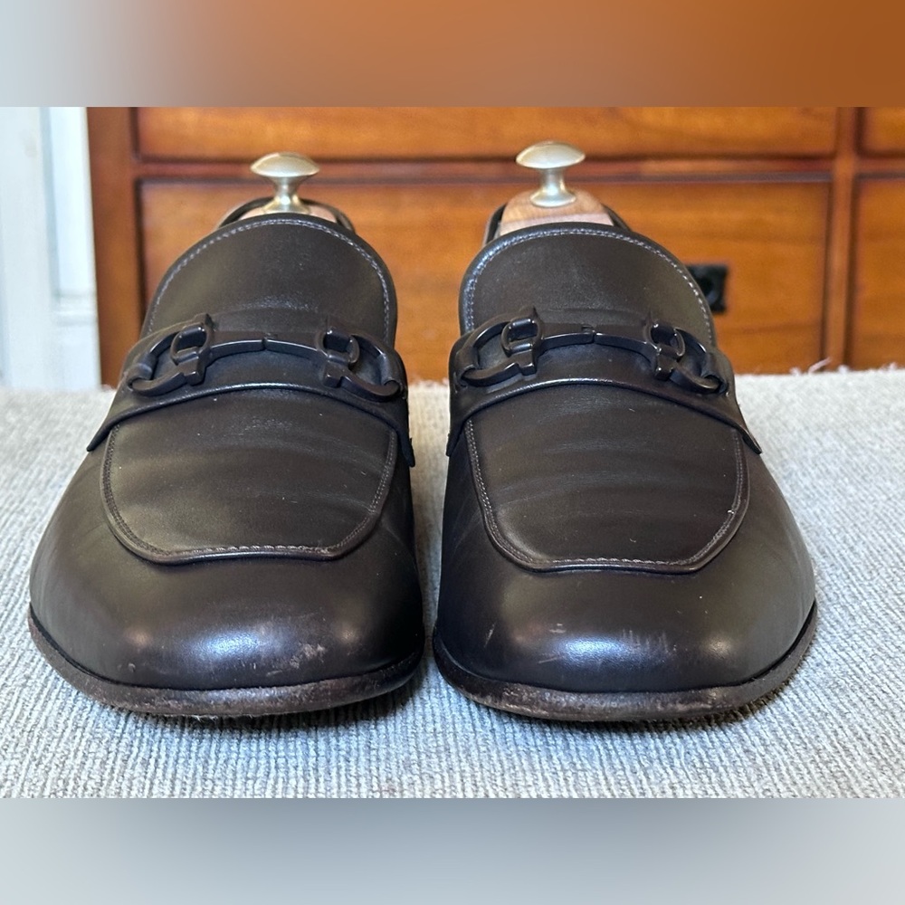 Salvatore Ferragamo Gancini Brown Leather Men’s Dress Loafers Shoe Size 11.5 D - Picture 2 of 15